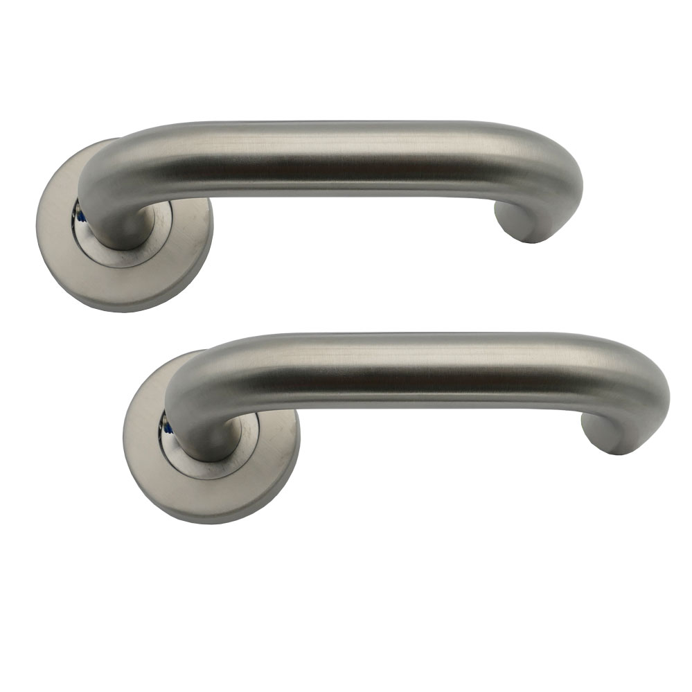 Türdrückerpaar (U-form) mit Hochhaltemechanismus Art.-Nr.: 35281 Edelstahl, 8 mm Vierkant