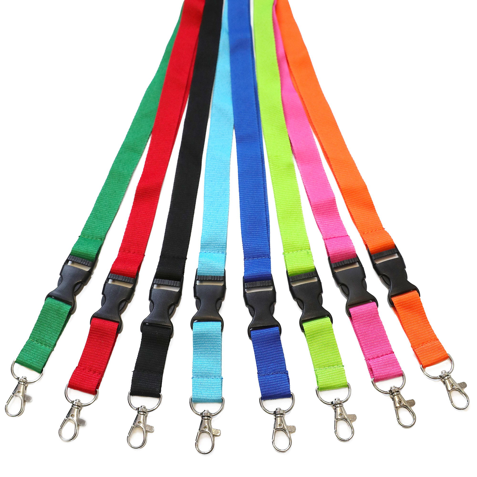 Schlüsselbänder mit Karabinern farblich sortiert / 1 VE = 12 Stück