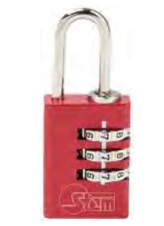 Aluminium-Vorhangschloss mit Zahlenkombination 20 mm / Farbe: rot