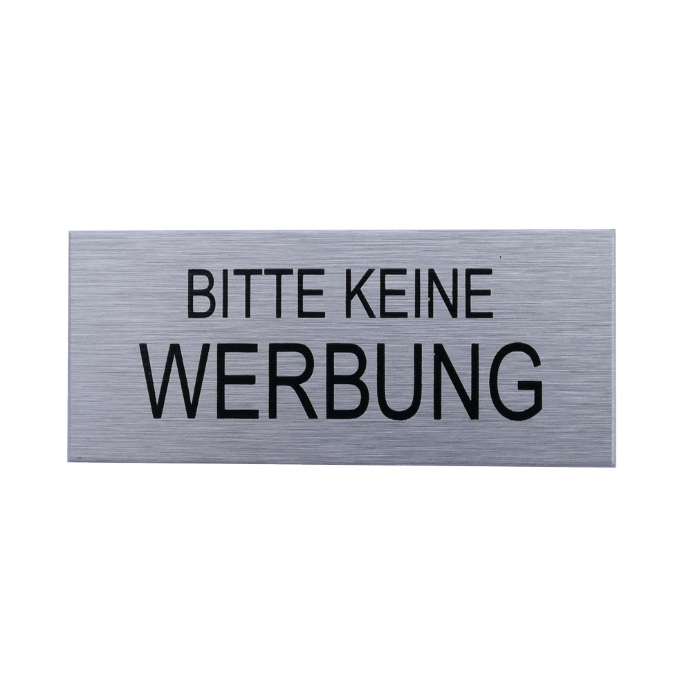 Aluminium-Klebeschilder in Edelstahloptik Alu gebürstet / 60x25x1 mm / Bitte keine Werbung