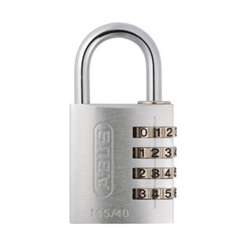 ABUS Aluminium-Zahlenschloss mit 4-stelligem Code Nr. 145/40-Si silber ABUS Aluminium-Zahlenschloss mit 4-stelligem Code Nr. 145/40-Si silber