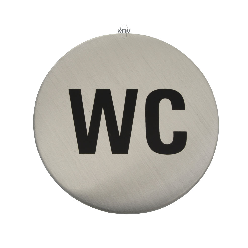 Selbstklebende Türschilder "WC (als Text)" Art.-Nr.: 7138 EDELSTAHL, 60 mm Durchmesser