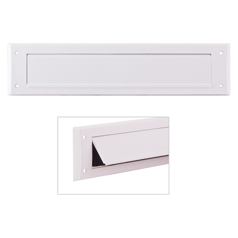 Innenbriefkastenklappe mit Abdichtung / weiß Kunststoff weiß / Abmessung: 340 x 80 mm