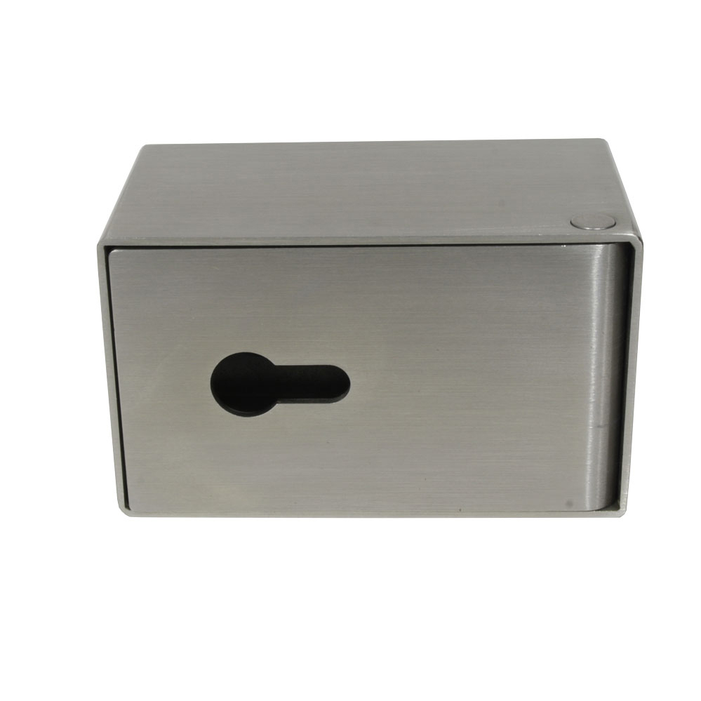 Mechanisches Schlüsseldepot / Abmessung: 75x125x75 EDELSTAHL vorgerichtet f. Profilhalbzylinder 30/10