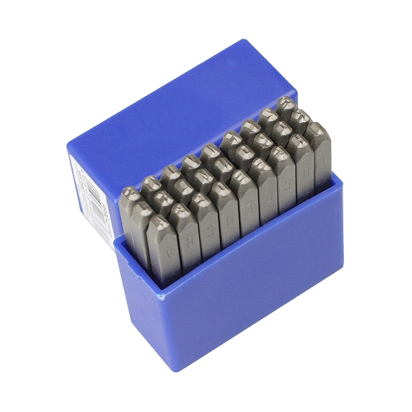 Schlagstempelsatz Buchstaben "A-Z und &" 1 Set = 27 Stück / Schrifthöhe 3 mm / vernickelt