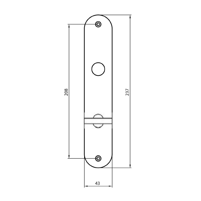 Oval gepresstes WC-Langschildpaar / 237 x 43 mm WC-Ausführung / 78 mm / F1-eloxiert / gepresst