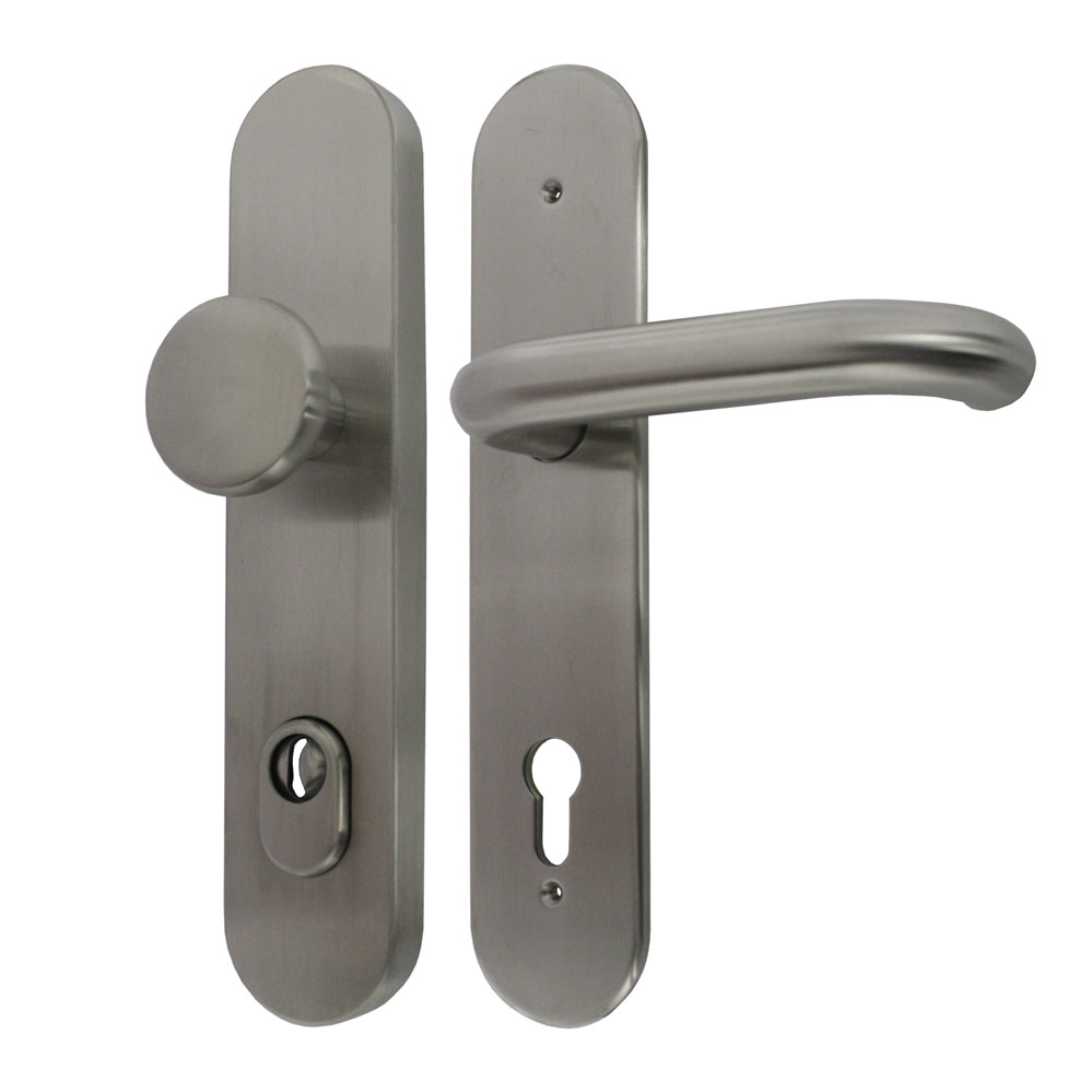 Edelstahl-Schutzwechselgarnitur mit Kernziehschutz 72 mm / Zylindervorstand 10-15 mm / ES1