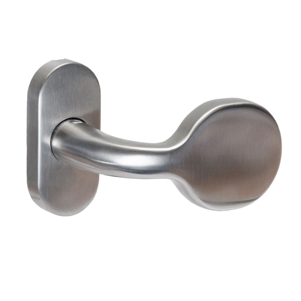 Abgewinkelter Knopf fest auf ovaler Rosette mit verdeckter Verschraubung /Edelstahl