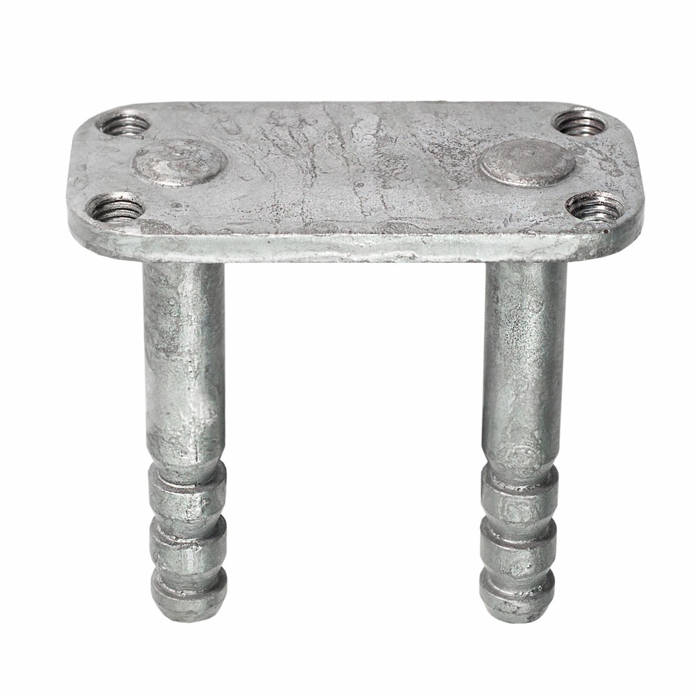Schwere Boden-Ankerplatte mit 2 Stahlbolzen (M8x17 mm) / Abmessung Stahlplatte: 80 x 40 x 5 mm
