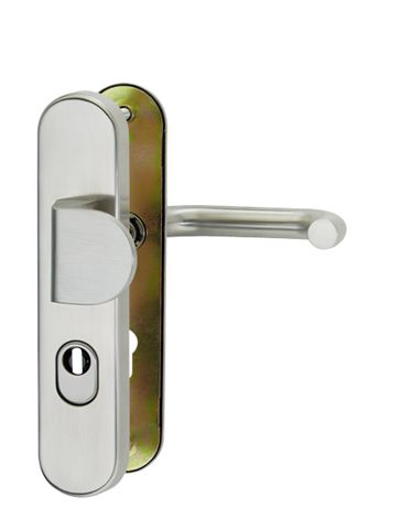 Edelstahl-Schutzwechselgarnitur mit Kernziehschutz 72 mm / Zylindervorstand 10-15mm / Griffplatte/ES1