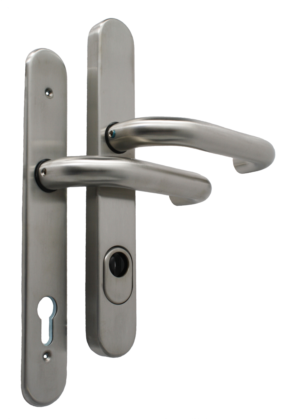 Schmalrahmensicherheitsgarnitur beidseitig Drücker EDELSTAHL / 8mm / 92mm / 8-15mm Zyl.-vorst. / ES1