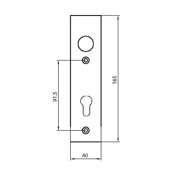 Kurzschildpaar / Abmessung: 165 x 40 mm / gepresst PZ-gelocht / 72 mm Entfernung / F1-eloxiert