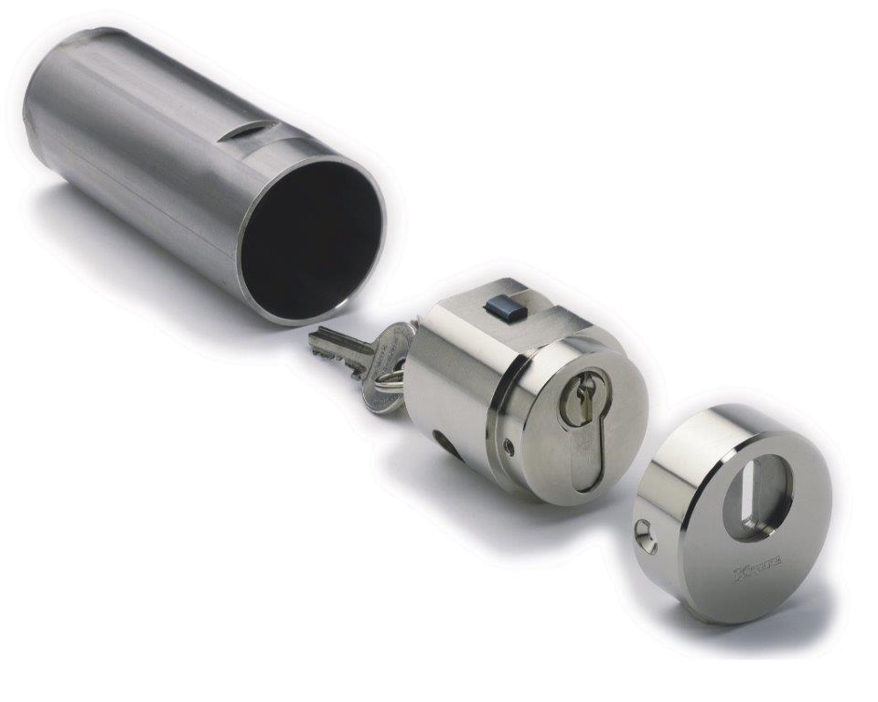 Schlüsselsafe vorgerichtet für Profilhalbzylinder (30/10 mm) / Saferohr aus rostfreiem Edelstahl /