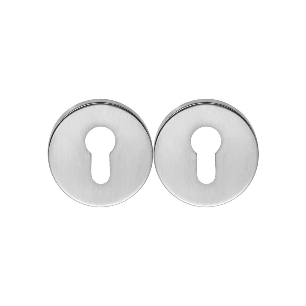 PZ-Rundrosettenpaar in Edelstahl 55mm Durchmesser / Unterkonstruktion in Kunststoff