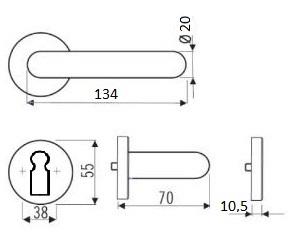 Nylon-Rosetten-BB-Drückergarnitur / Farbe: grün mit U-Formdrücker 8 mm / BB-gelocht