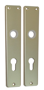 Langschildpaar / Abmessung: 216 x 44/40 mm PZ-gelocht / 72 mm / F2-eloxiert / gepresst