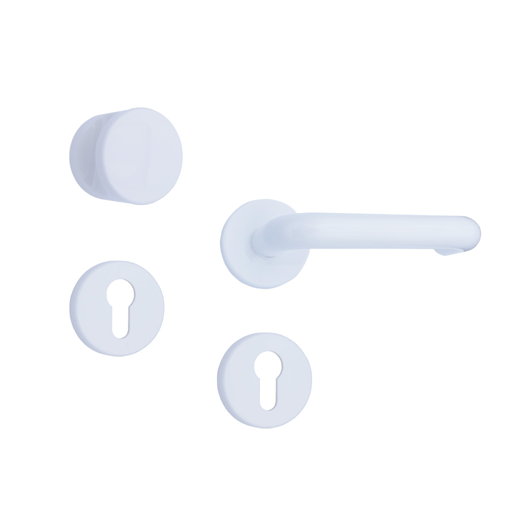 Nylon-Rosetten-Wechselgarnitur / Farbe: weiß mit U-Formdrücker 8 mm / PZ-gelocht