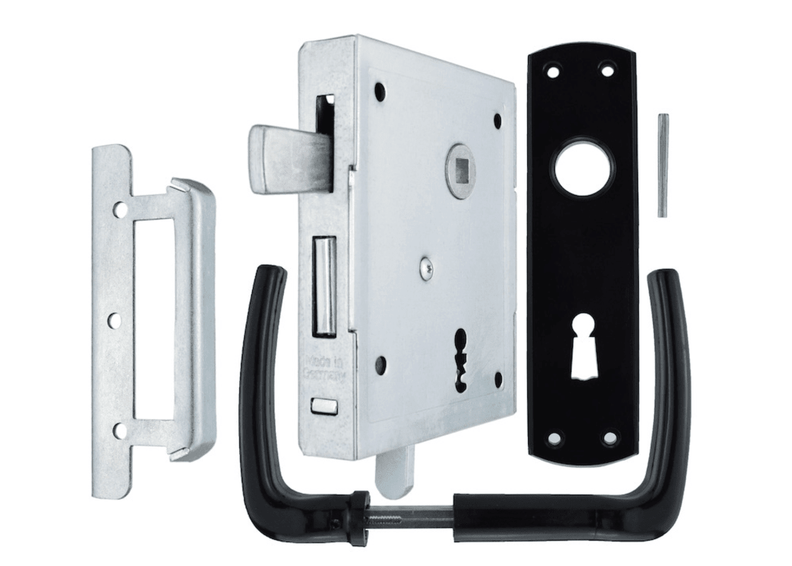 Universal-Kastenschlösser / BB-gelocht / mit hebender Falle / rs + ls verwendbar / 60-Dorn