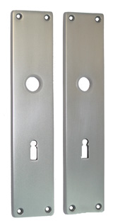 Gegossenes Langschildpaar / Abmessung: 250 x 53 mm Nr. 250/53L / BB-gelocht / 72 mm / F1-eloxiert Gegossenes Langschildpaar / Abmessung: 250 x 53 mm Nr. 250/53L / BB-gelocht / 72 mm / F1-eloxiert