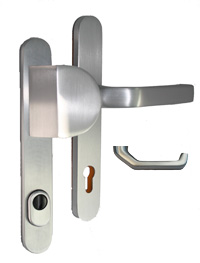 Schmalrahmenschutzgarnitur mit abgekröpfter Griffplatte - 8/92 mm / 11-15 mm / F1 Schmalrahmenschutzgarnitur mit abgekröpfter Griffplatte - 8/92 mm / 11-15 mm / F1