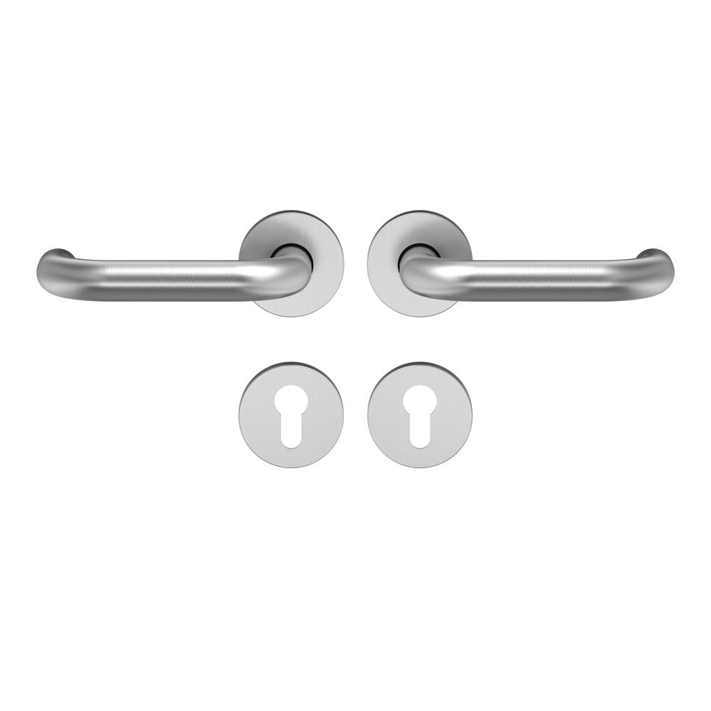 FH-U-Form Rosettendrückergarnitur / 9 mm / Nr.: 356100 / EDELSTAHL / festdrehbar