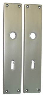 Gegossenes Langschildpaar / Abmessung: 250 x 53 mm Nr. 250/53L / BB-gelocht / 72 mm / F2-eloxiert