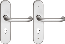 Alu-Schutzdrückergarnitur / F1-elox. / ES0 15 mm stark / 72 mm Entfernung Alu-Schutzdrückergarnitur / F1-elox. / ES0 15 mm stark / 72 mm Entfernung