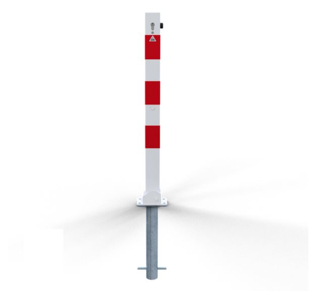 Umlegbarer Absperrpfosten mit Profilhalbzylinder 900 mm Überflur / mit 3 Schlüsseln