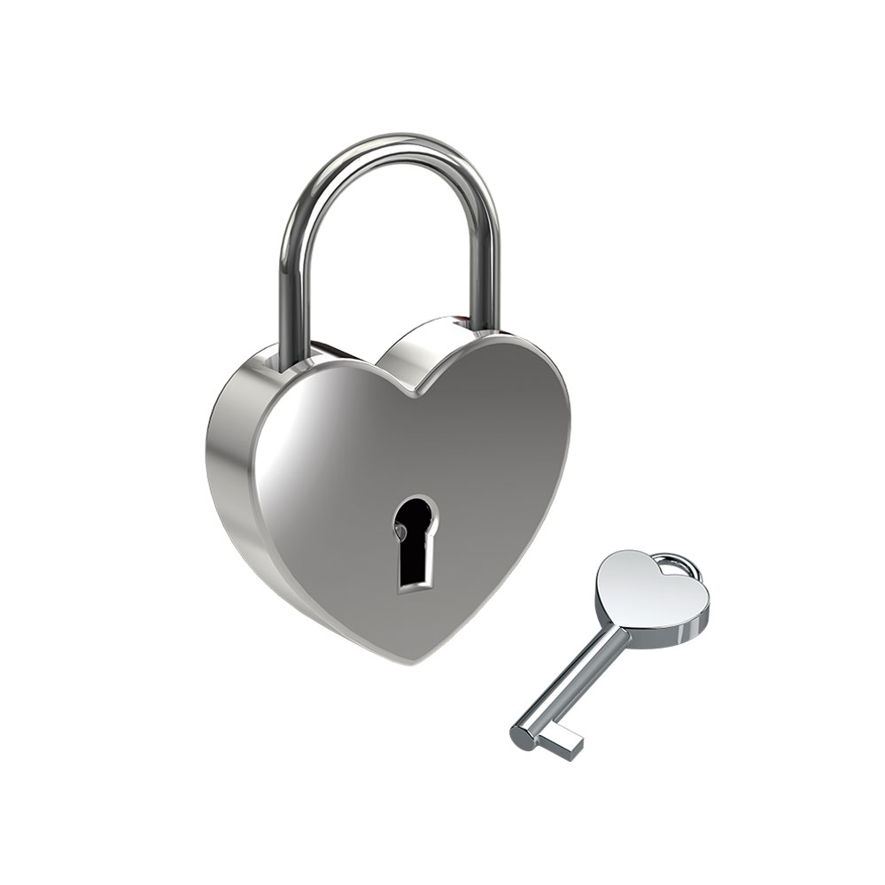 Herz-Vorhangschloss / inkl. 1 Schlüssel gravurfähig / silberfarbig