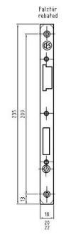 Edelstahl-Stulp 235x20 mm / falz / käntig / DLS / passend zum PZ (72) und WC (78) Vario-Schloss