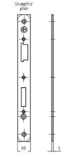 Edelstahl-Stulp 235x30mm / stumpf / käntig / DLS / passend zum PZ (72) und WC (78) Vario-Schloss