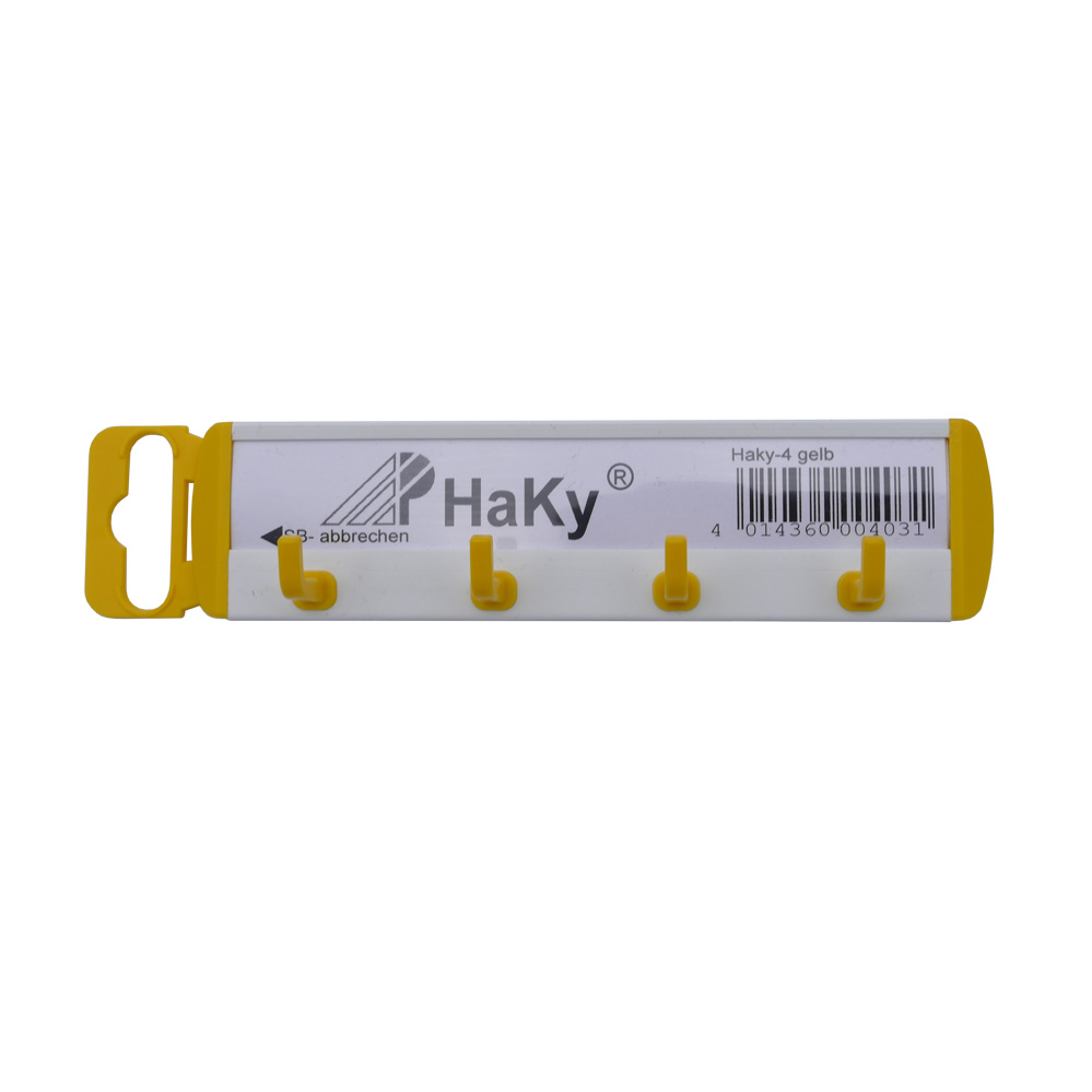 Haky-Schlüsselleiste mit 4 Haken / gelb 