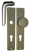 Langschildwechselgarnitur / Abm.: 216 x 44/40 mm PZ-gelocht/ 72 mm Entfernung / F2-eloxiert