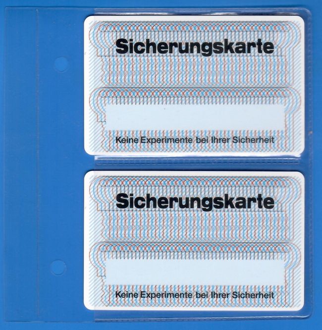Klarsicht Doppeletui für 2 Sicherungskarten (1 Set = für 2 Sicherungskarten)