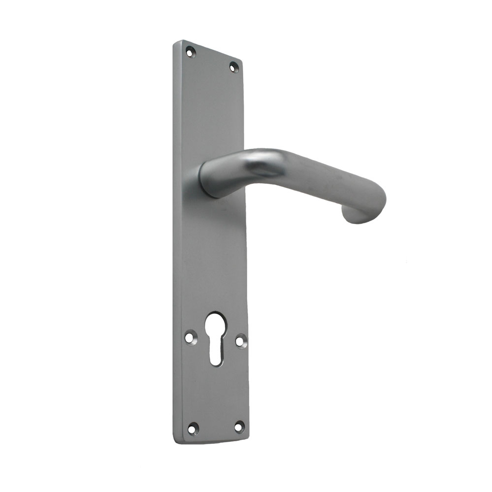 Alu-Guss-Langschild (250x53mm) mit U-Form- Drücker festdrehbar / geb. f. M6-Außenrosette/92mm
