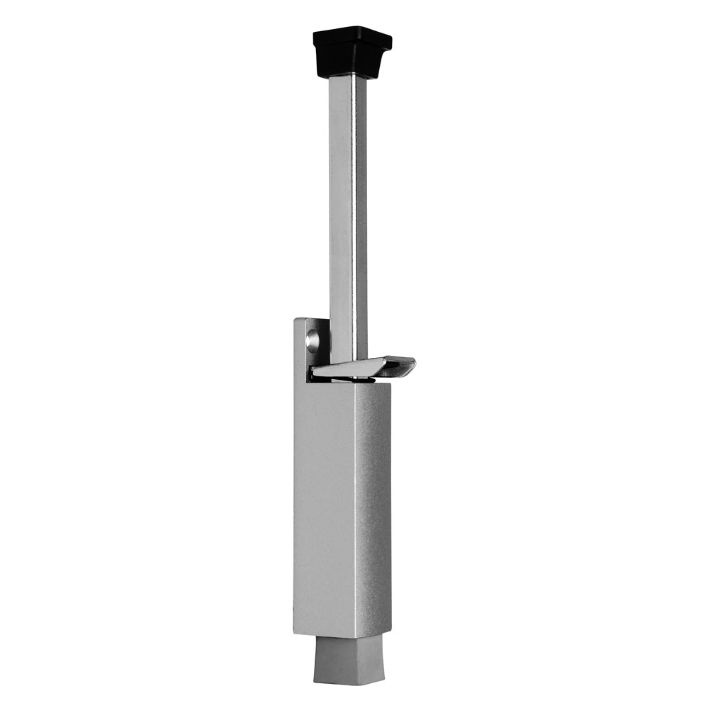 Türfeststeller 120 mm Hub ZDG silber lackiert Türfeststeller 120 mm Hub ZDG silber lackiert