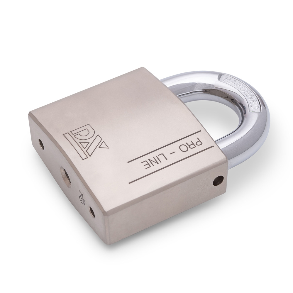 PRO-LINE Vorhängeschloss Serie 70 / silberfarbig Gehärteter Bügel (14mm Durchm.) 360 Grad drehbar