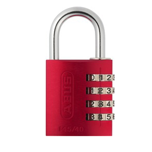 ABUS Aluminium-Zahlenschloss mit 4-stelligem Code Nr. 145/40-R rot