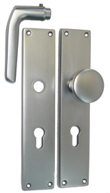 Langschildwechselgarnitur / Abm.: 250 x 53 mm Nr. 250/53WGL/ PZ-gelocht / 72 mm / F1-eloxiert