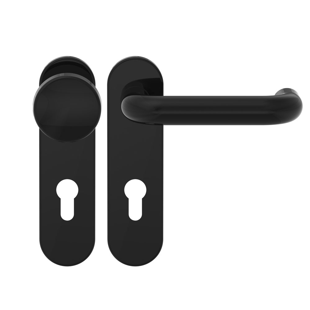 FH-Wechsel-Garnituren für Feuerschutzabschlüsse / 2900 W/ schwarz RAL9005 / 72mm / 9mm / PZ / Oval