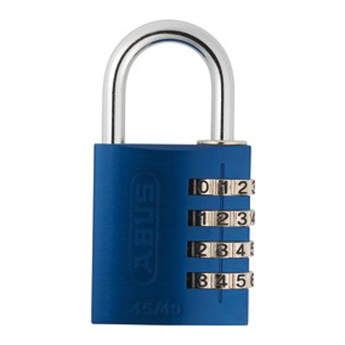 ABUS Aluminium-Zahlenschloss mit 4-stelligem Code Nr. 145/40-B blau ABUS Aluminium-Zahlenschloss mit 4-stelligem Code Nr. 145/40-B blau