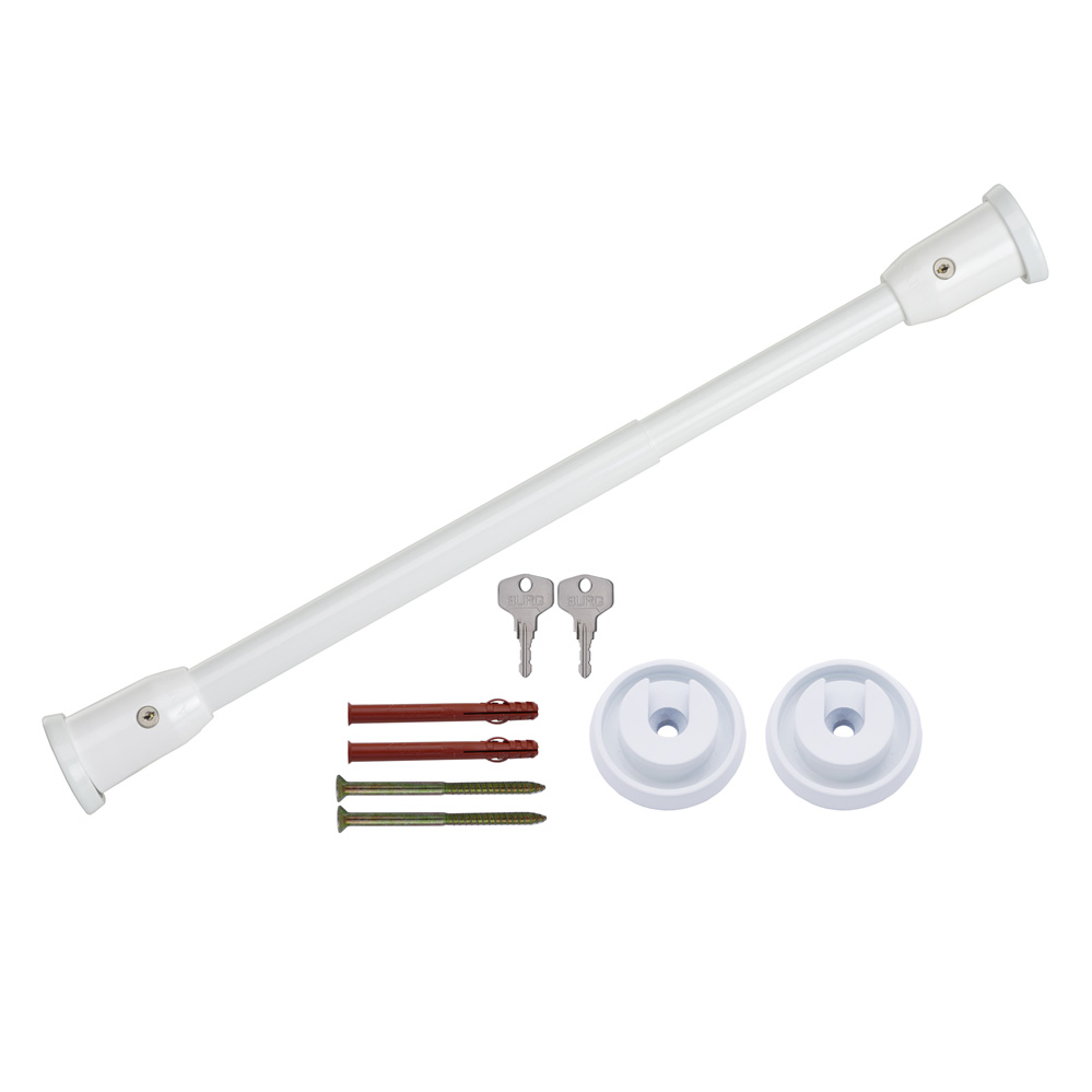 Teleskopstange für lichte Breite 51-74 cm / weiß / mit 2 Druckzylinder / Nr. 2-S weiß