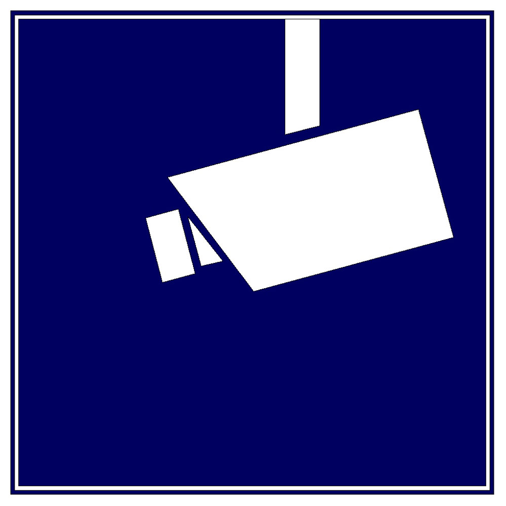 Warnaufkleber "Videoüberwachung" / blau 100x100 mm / selbstklebend / 1 Set = 3 Stück