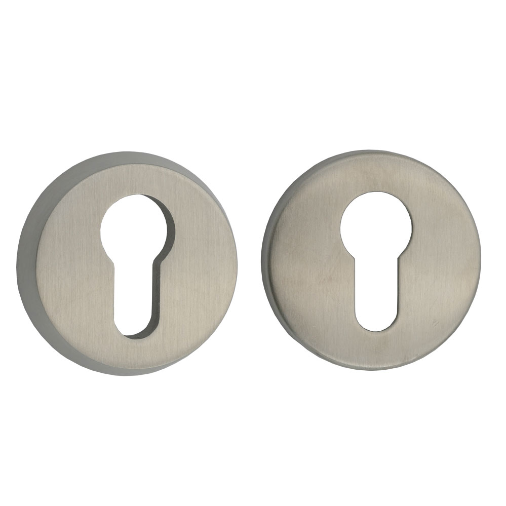 Edelstahl-Schutzrosettenpaar, PZ-gelocht 8 mm Außenschildstärke / 55mm Außendurchmesser