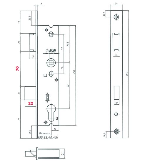 Rohrrahmenschloss (ähnlich KFV Nr.29) / 92mm / 8mm Edelstahl-Flach ...