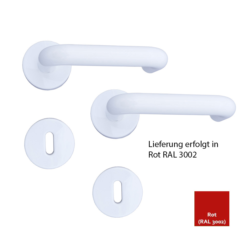 Nylon-Rosetten-BB-Drückergarnitur / Farbe: rot mit U-Formdrücker 8 mm / BB-gelocht