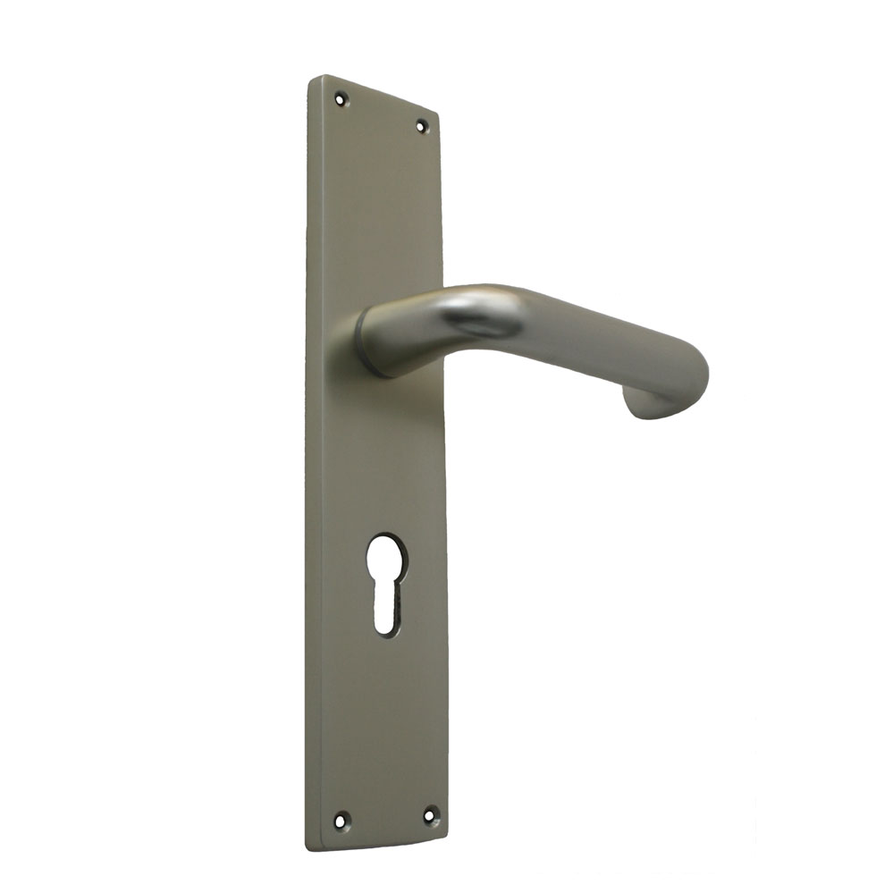 Alu-Guss-Langschild (250x53mm) mit U-Form- Drücker festdrehbar / F2 / 72 mm / 8 mm Vierkant