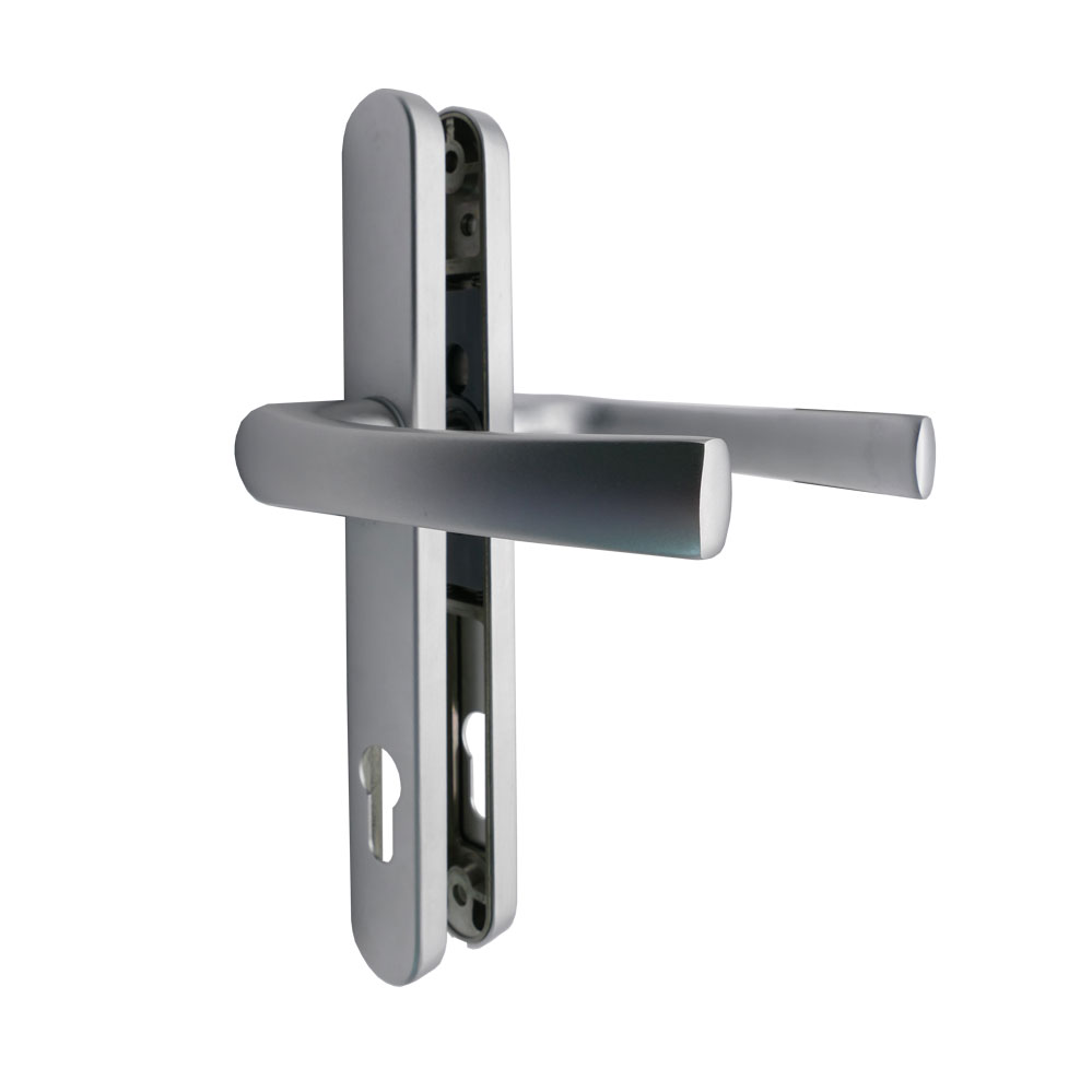 Schmalrahmenschutz-Drückergarnitur "HERA" F1-elox. / 8 mm / 92 mm / 10 mm stark