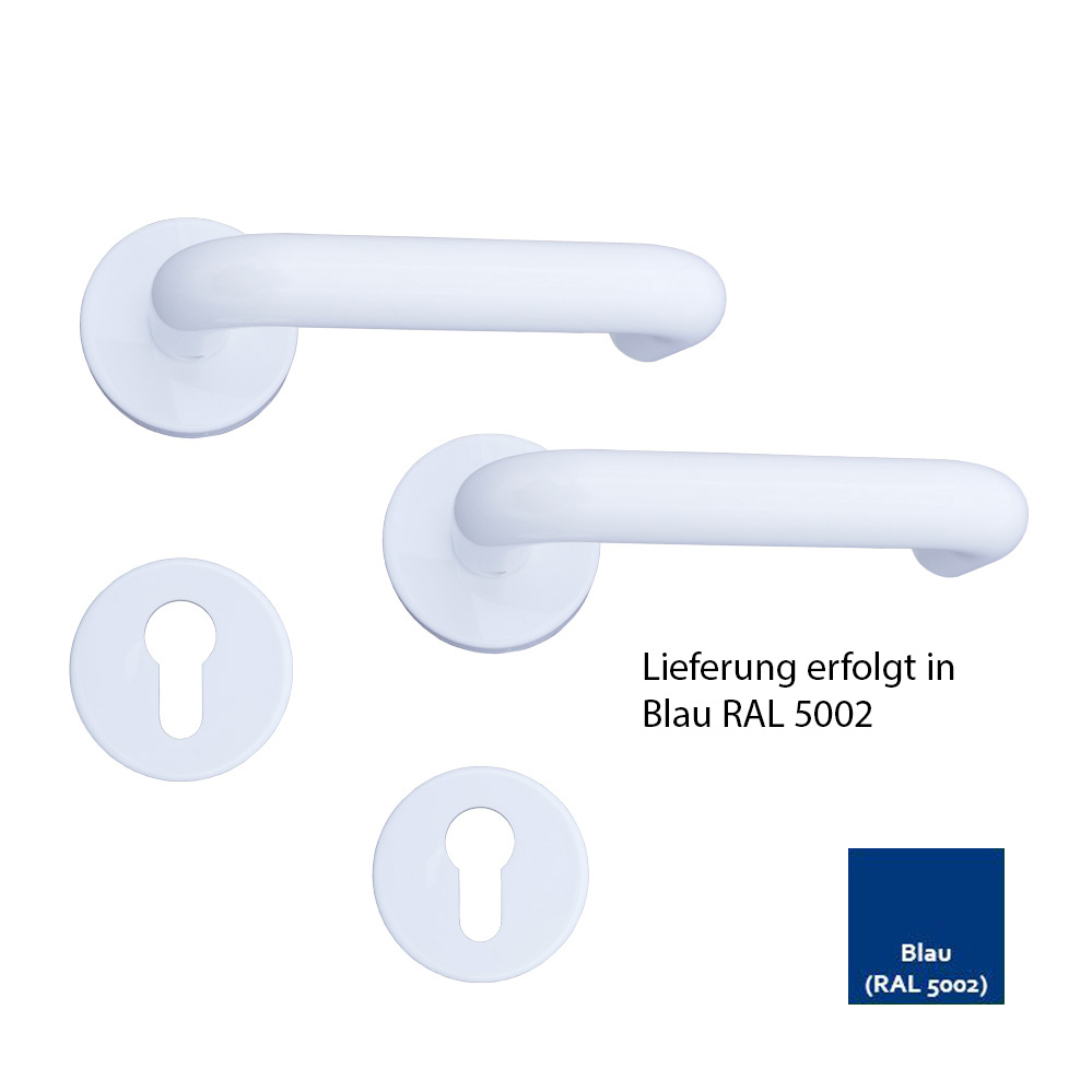 Nylon-Rosetten-PZ-Drückergarnitur / Farbe: blau mit U-Formdrücker 8 mm / PZ-gelocht